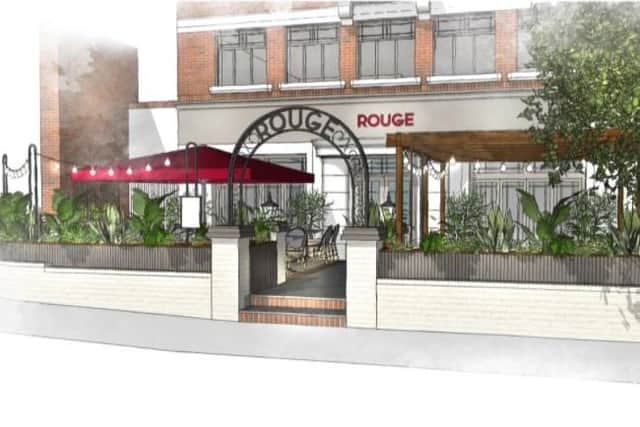An artist's impression of the front of Rouge (formerly Cafe Rouge) in Haywards Heath. Picture: Fleet Street Communications.