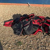 Lifejackets worn by the 40 people who arrived on Hastings beach earlier this month