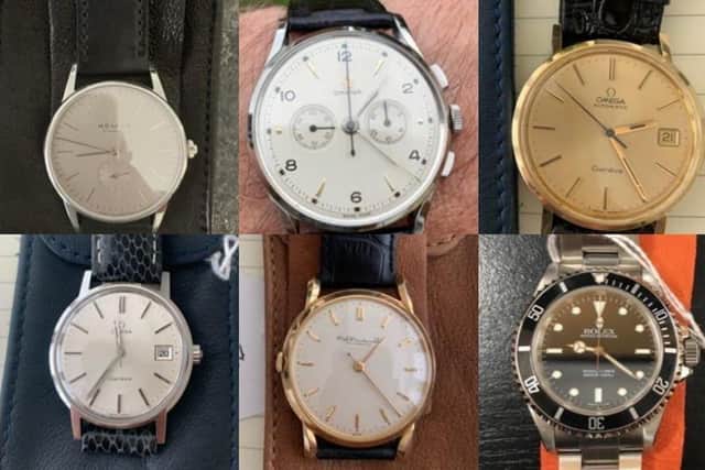 Some of the watches that were stolen from a 67-year-old man in Eastbourne. Picture from Sussex Police SUS-211117-133947001