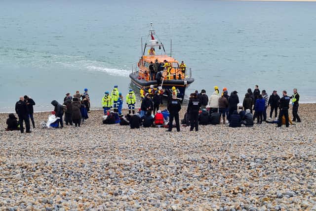 53 migrants arrived on Hastings beach on November 11. Picture by Sam Curtis SUS-211111-135322001