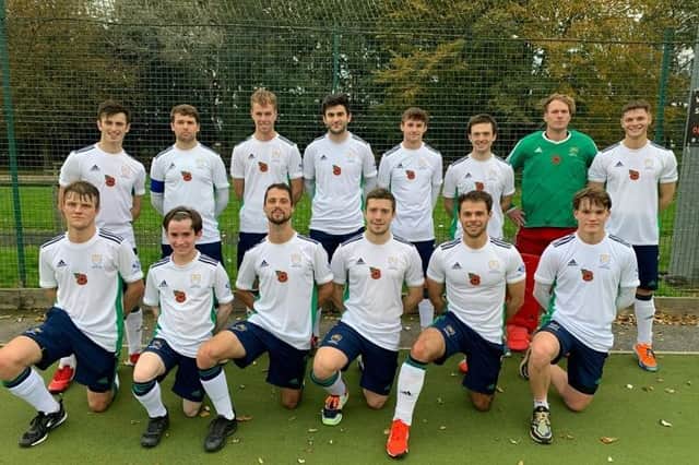 Chichester HC men's first team in their special Remembrance shirts