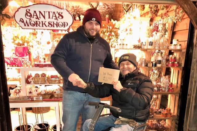 Dave Elias (left)  took the title in Sussex’s first ever Christmas tree throwing competition on Sunday, November 21 - with a throw of 9 metres.