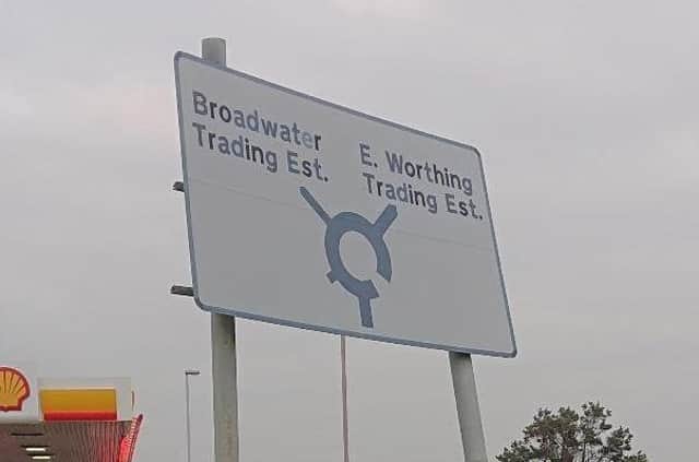 The road sign in Sompting Avenue, Broadwater, that prompted James Smith to contact the county council