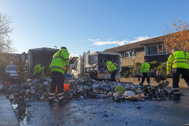 Christchurch Road was shut off for several hours whilst teams helped clear the rubbish