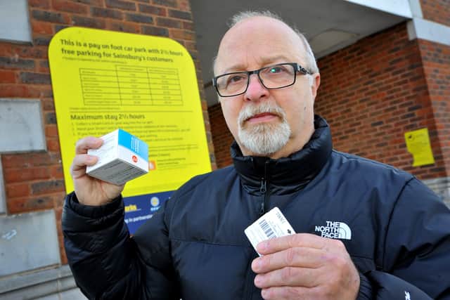 Martin Kulin was told he had to spend £10 in Sainsbury's to qualify for free parking after just dropping in to pick up a prescription. Pic S Robards SR2111231 SUS-211123-134846001