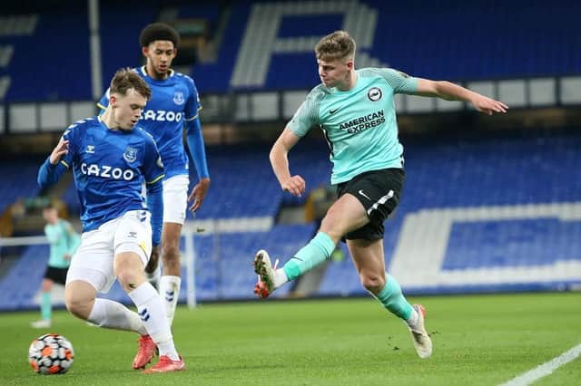 Young Brighton striker Evan Ferguson enhanced his growing reputation with a cracking goal against Everton under-23s at Goodison Park