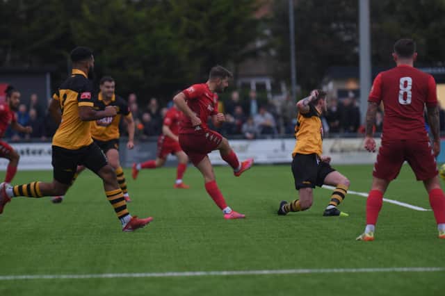 Adam Hinshelwood said Worthing's focus hasn't wavered after they lost their 11 game unbeaten run in the Isthmian Premier on Saturday. Pictures by Marcus Hoare