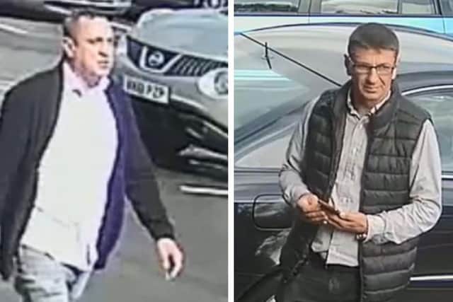 Police investigating a distraction theft on a vulnerable pensioner have released images of two men they wish to speak to. Photo: Sussex Police
