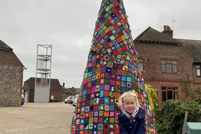 Imogen Scott from East Preston getting her photo taken with the Christmas tree