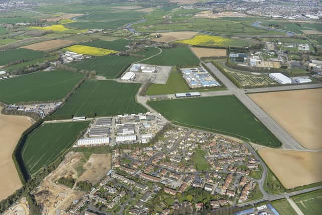 Aerial view of Ford Airfield site