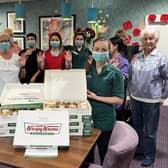 The team at Kingsland House in Shoreham was extremely grateful and pleasantly surprised to receive a very large delivery of Krispy Kreme doughnuts