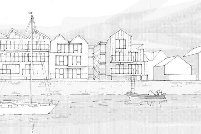 Artist's impression of the new apartments when viewed from the River Arun