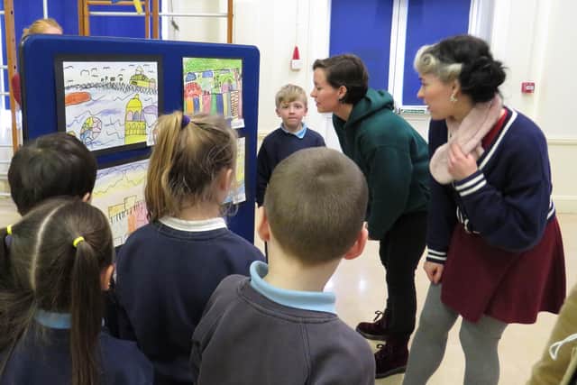 Worthing artists Two Faced Twins, Stella and Gem Stevens, were special guests at the opening of Lyndhurst Infant School's art exhibition on November 24