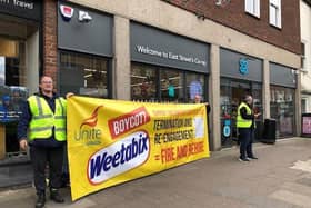 Protesters outside Co-op today