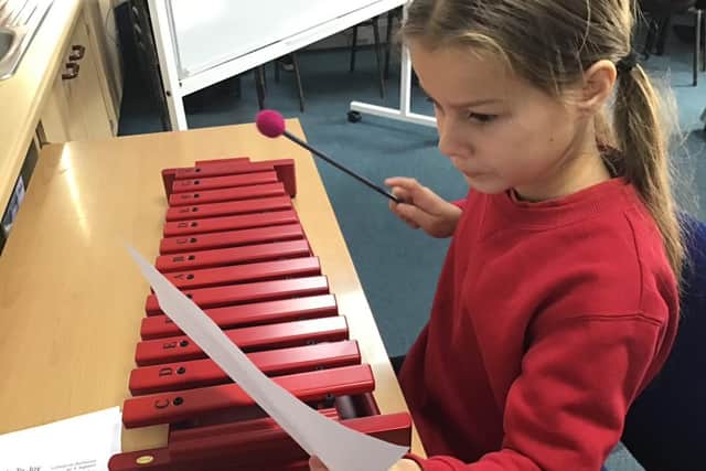 Student gets to grip with the Glockenspiel