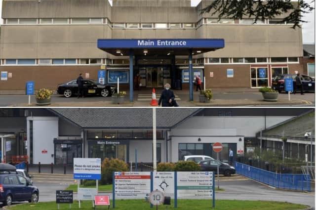 Top: Eastbourne DGH, bottom Conquest Hospital in Hastings