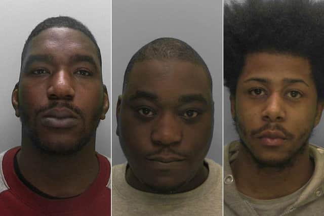 L-R: Daniel Olugbosun, Michael Olugbosun and Amir Abrahams-Hodge. Picture from Sussex Police SUS-211127-094157001