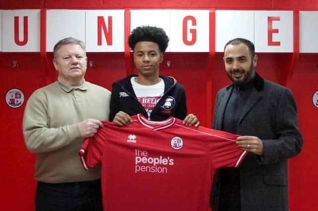 Young Crawley Town midfielder Rafiq Khaleel (centre) has joined Southern League Premier Division South side Kings Langley on loan until January 1.