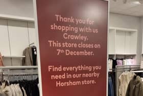 The sign in H&M Crawley