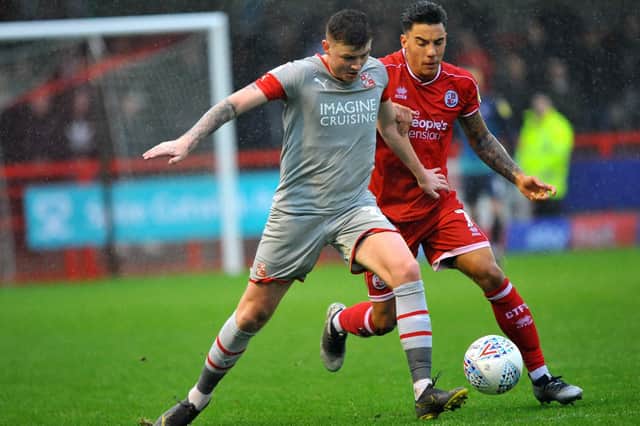 Action from Crawley Town v Swindon Town in 2019. Picture by Steve Robards