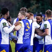 A crowd of 412 saw Haywards Heath Town coast to a 2-0 home victory against fellow Isthmian South East promotion contenders Hastings United. Pictures by Ray Turner