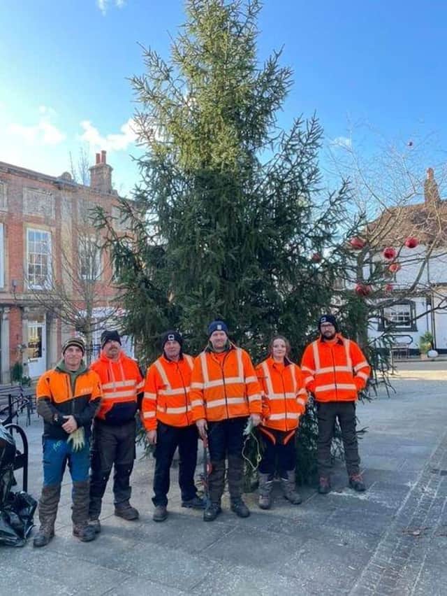 The Cowdray Forestry team helped provide the tree for the town, chopping it down and putting it up on the same day. SUS-211130-105844001
