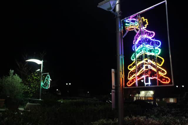 The NHS  rainbow Christmas tree in the Forum