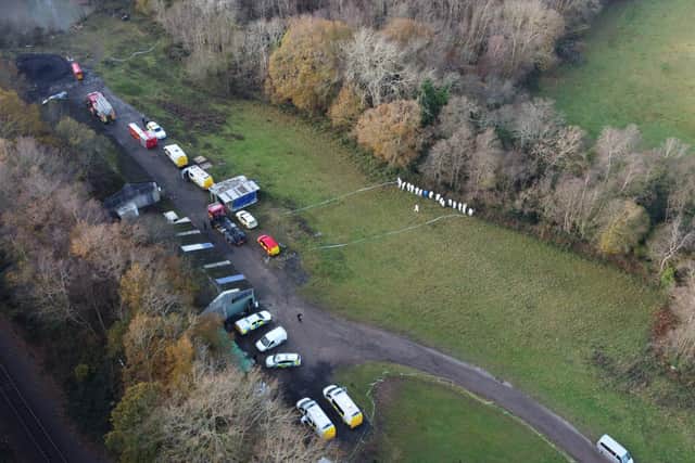 Dozens of officers are searching a rural area around Rock Lane, near Three Oaks, north of Hastings, for Alexandra Morgan's body. Police have been searching nearby woods and streams, and British Transport Police officers have been searching the nearby railway line.