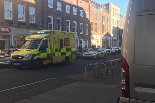 Ambulances in East Street this afternoon