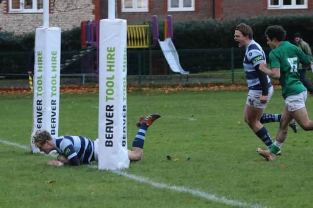 Eddie Jenkinson goes over for a try / Picture: Alison Tanner