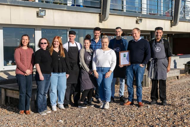 Alex Hole, owner of Perch on Lancing Beach, and his team with the award for Best Vegetarian Roast Dinner in Knorr Professional’s Great British Roast Dinner Competition