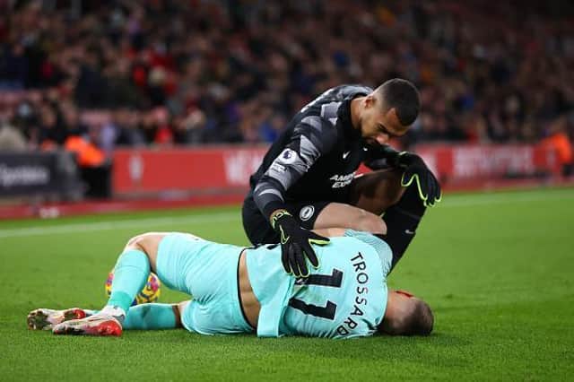 Brighton attacker Leo Trossard injured his right arm against Southampton