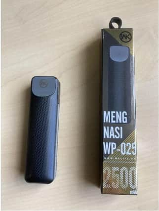 The warning follows complaints from a person involving an incident with a MENG NASI WP-025 power bank, purchased from Repair Hub, of 1 North Street. SUS-210612-121721001