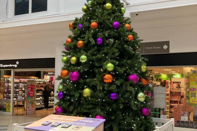The Givemass Tree in Horsham's Swan Walk shopping centre