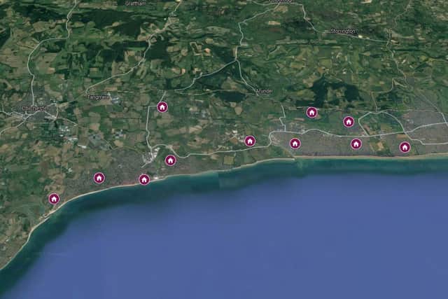 Locations of the planning applications submitted across the Arun district between November 26 to December 3. Photo: Google Maps