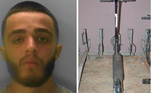 George Vakis, 19, kicked a police officer who directed him to stop, then rode off on his e-scooter. Picture: Sussex Police.