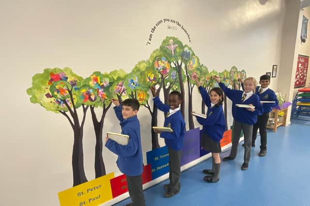 The school children all played their part in creating the mural