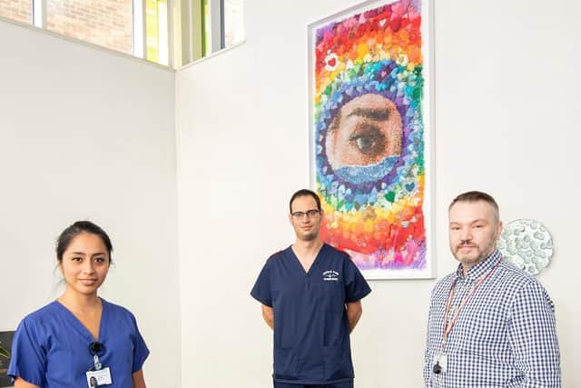 Joe's artwork, commissioned and framed by the Trust's arts programme Onward Arts, was funded by the Trusts’ BSUH charity and hangs in reception of the Audrey Emerton Building, the education centre at The Royal Sussex County Hospital.