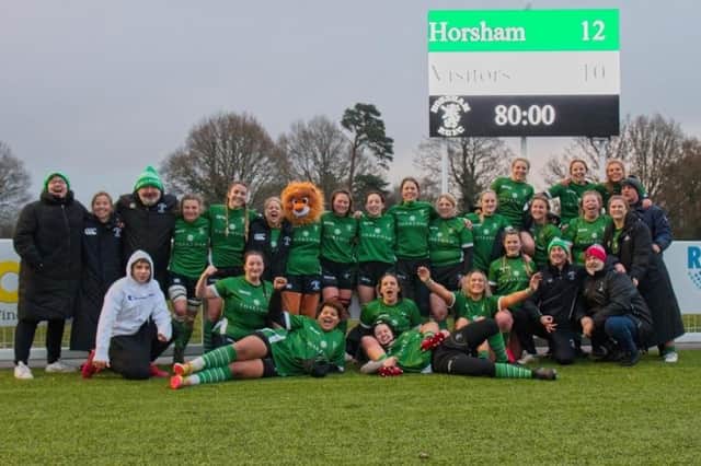 Horsham Ladies celebrate beating Jersey