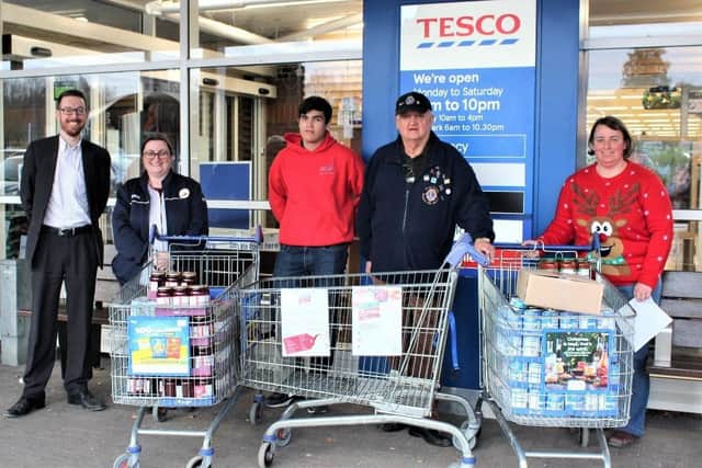 A partnership of local organisations collected items to make up more than 260 Christmas Food Hampers. Picture: Burgess Hill Town Council.