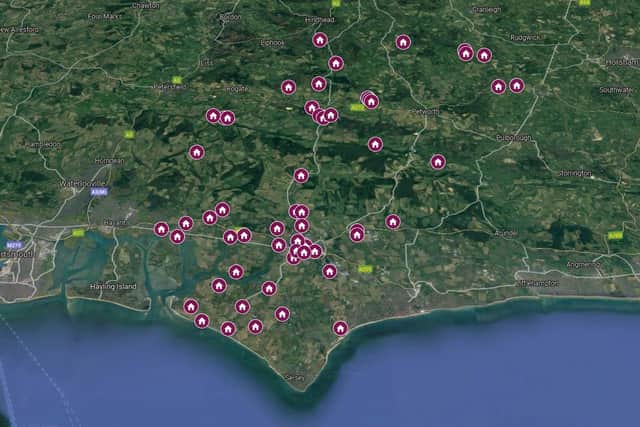 Locations of the planning applications submitted across the Chichester district between November 30-December 7. Photo: Google Maps
