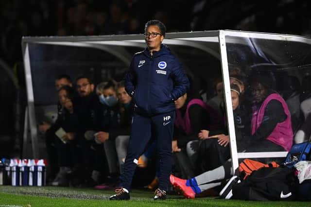 Brighton and Hove Albion head coach Hope Powell was unimpressed by the team's display in the WSL against Man United