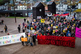 Rally for Refugees held on Saturday, Dec 11 on the Stade Open Space in Hastings. Photo by Andrew Grainger. SUS-211213-080221001