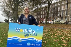 Sharon Clarke, Worthing town centre business manager, launching the new Worthing Gift Card