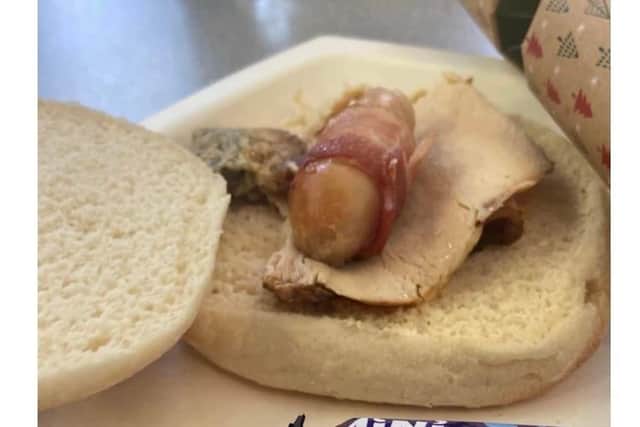 Melanie Leogue shared this picture of the £3.50 festive lunch given to her child