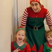 Mummy Elf Larissa Hart and her mini helpers Harleigh, 4, and Greyson, 2, have joined thousands across the UK who are donning their festive attire this month, all in the name of Elf Day for Alzheimer’s Society.