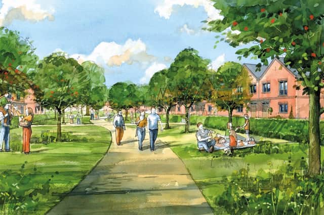 Artist's illustration of North Horsham development named 'Mowbray'