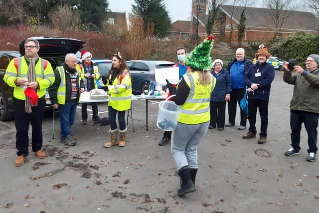Horsham MP Jeremy Quin (left) and Dr Matt Greenwood call out the raffle winners. Picture: Lawrence Smith.