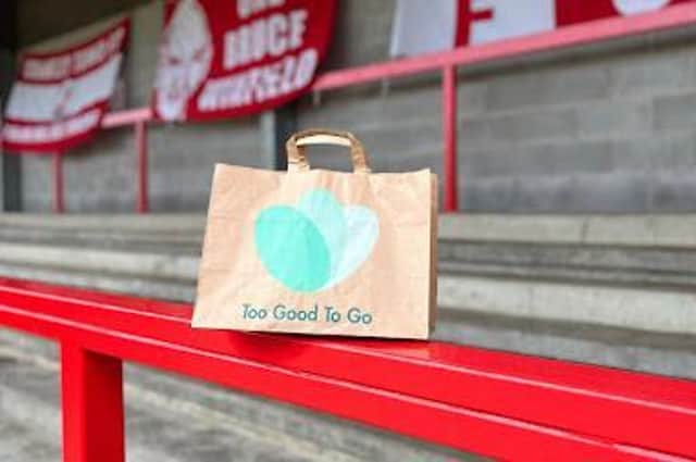 Crawley Town has teamed up with the world’s largest surplus food app, Too Good To Go, to prevent surplus food from going to waste on matchdays. Picture courtesy of Too Good To Go