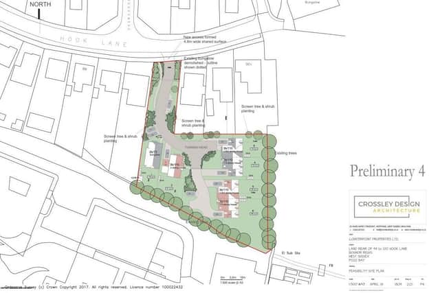 Ouline plans to demolish a bungalow in Hook Lane to create an access for six homes have been approved